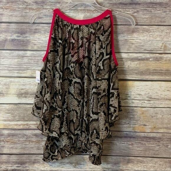 Cache Top size XS Cold Shoulder Blouse Animal Print Semi Sheer Keyhole Pink - Picture 3 of 4